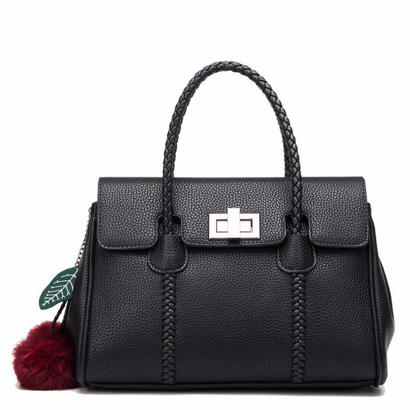 Leather lychee pattern handbag