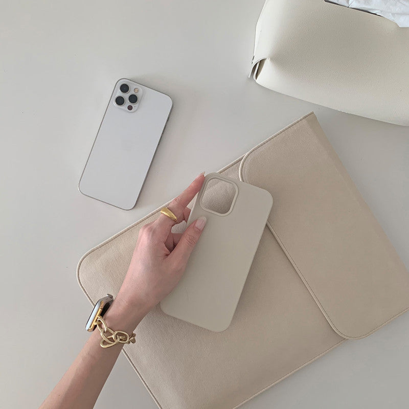 Cream White Suede Laptop Sleeve Case