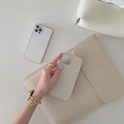 Cream White Suede Laptop Sleeve Case