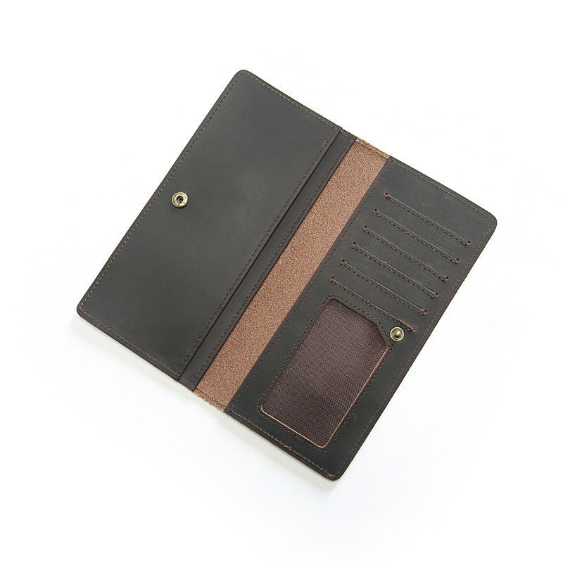 long ultra-thin first layer leather wallet