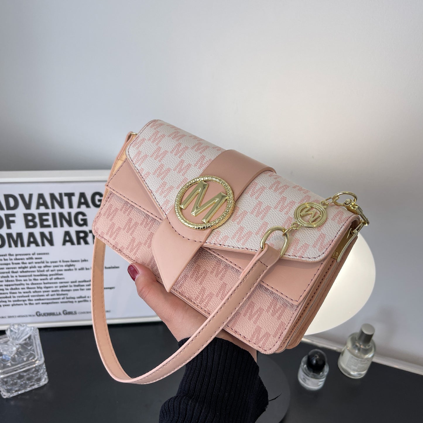 Printed Letter Shoulder Messenger Bag