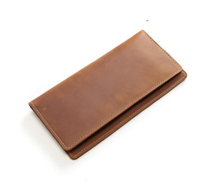 long ultra-thin first layer leather wallet