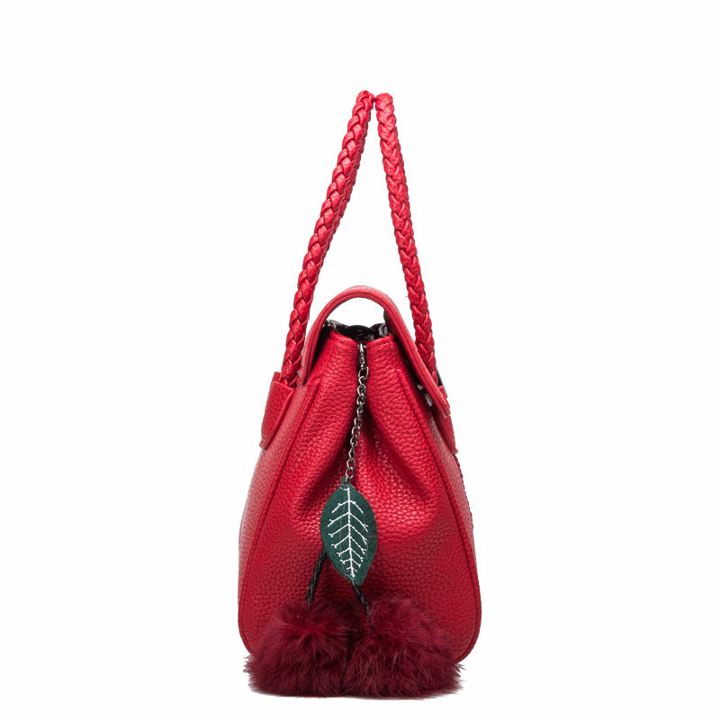 Leather lychee pattern handbag