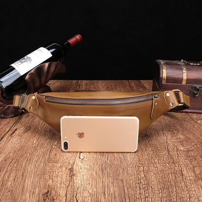 Leather men's cell phone belt bag