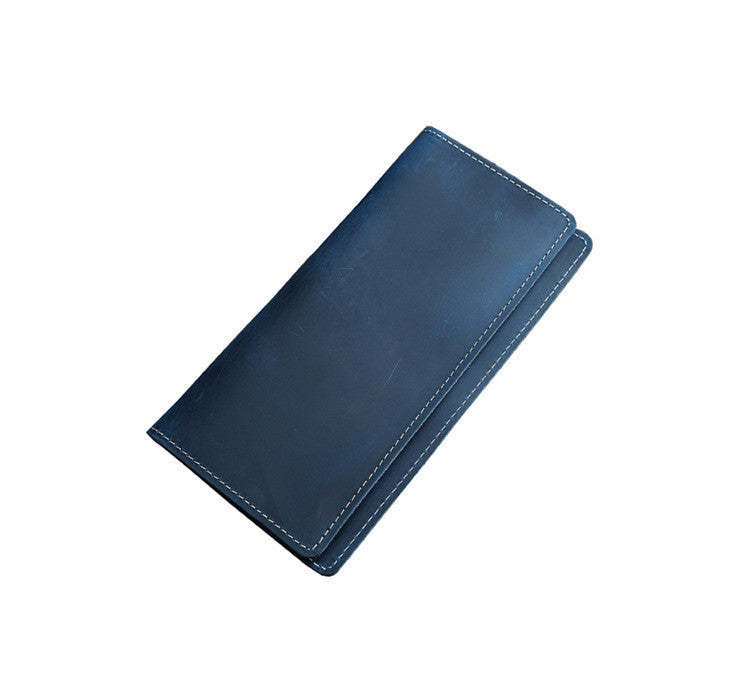 long ultra-thin first layer leather wallet