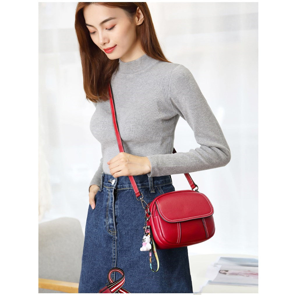 Women's soft leather shoulder messenger bag