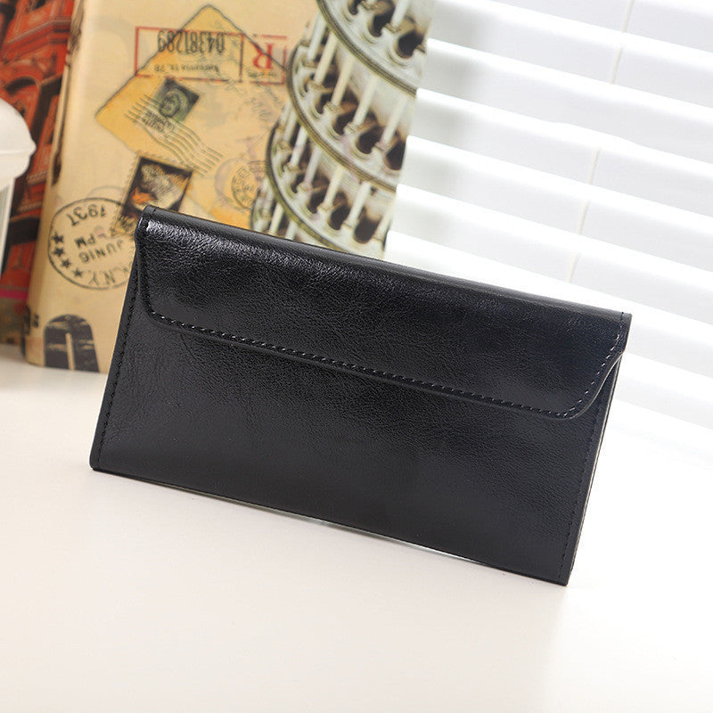 Long cowhide leather wallet