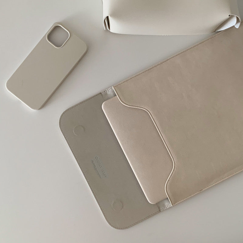 Cream White Suede Laptop Sleeve Case