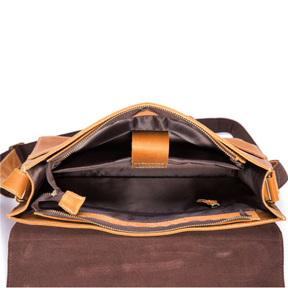 Vintage Leather Crossbody Briefcase