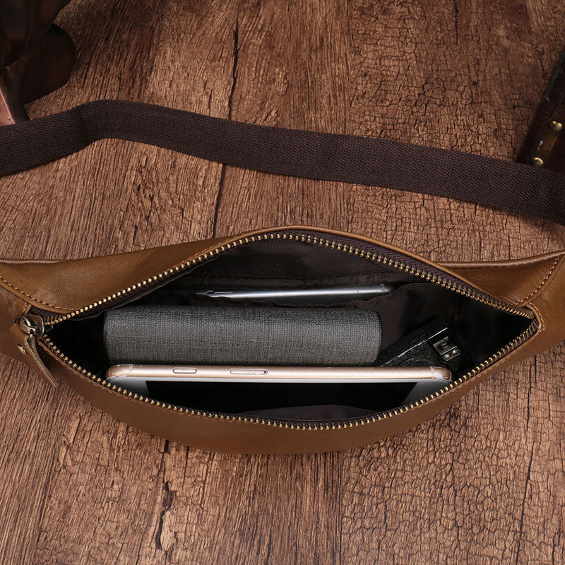 Leather men's cell phone belt bag